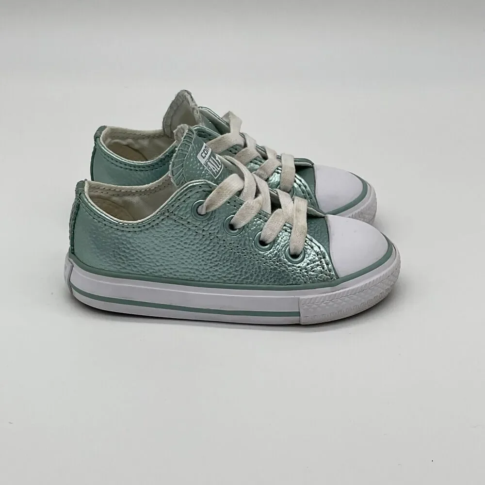 Converse All‎ star Chuck Taylor Sneakers Metallic Glacier Leather Shoes Size 6